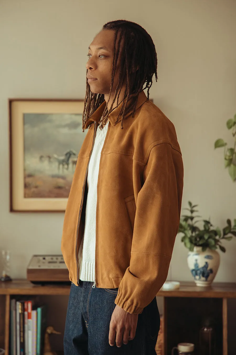 Lamb Suede Zip Blouson - Camel sold by Canoe Club product image thumbnail 3