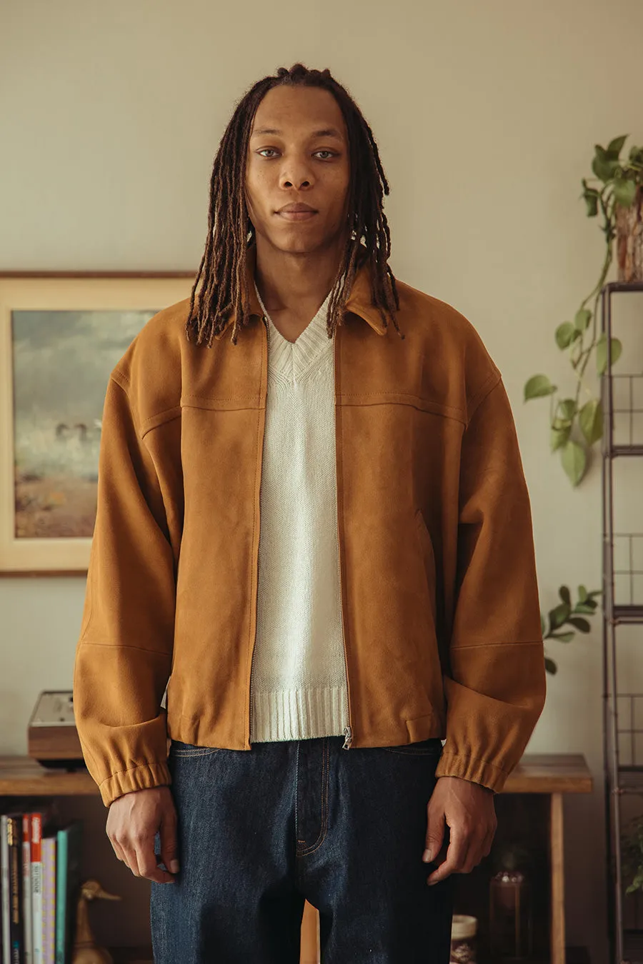 Lamb Suede Zip Blouson - Camel sold by Canoe Club product image thumbnail 2