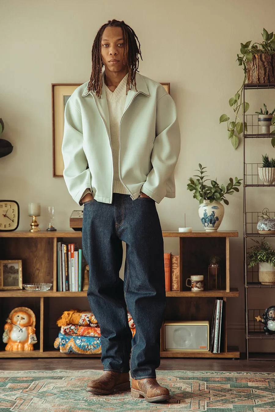 Sponge Wool Twill Zip Blouson - Pale Green sold by Canoe Club product image thumbnail 2
