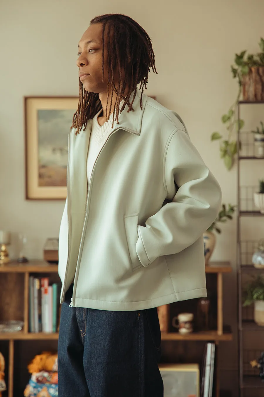 Sponge Wool Twill Zip Blouson - Pale Green sold by Canoe Club product image thumbnail 4