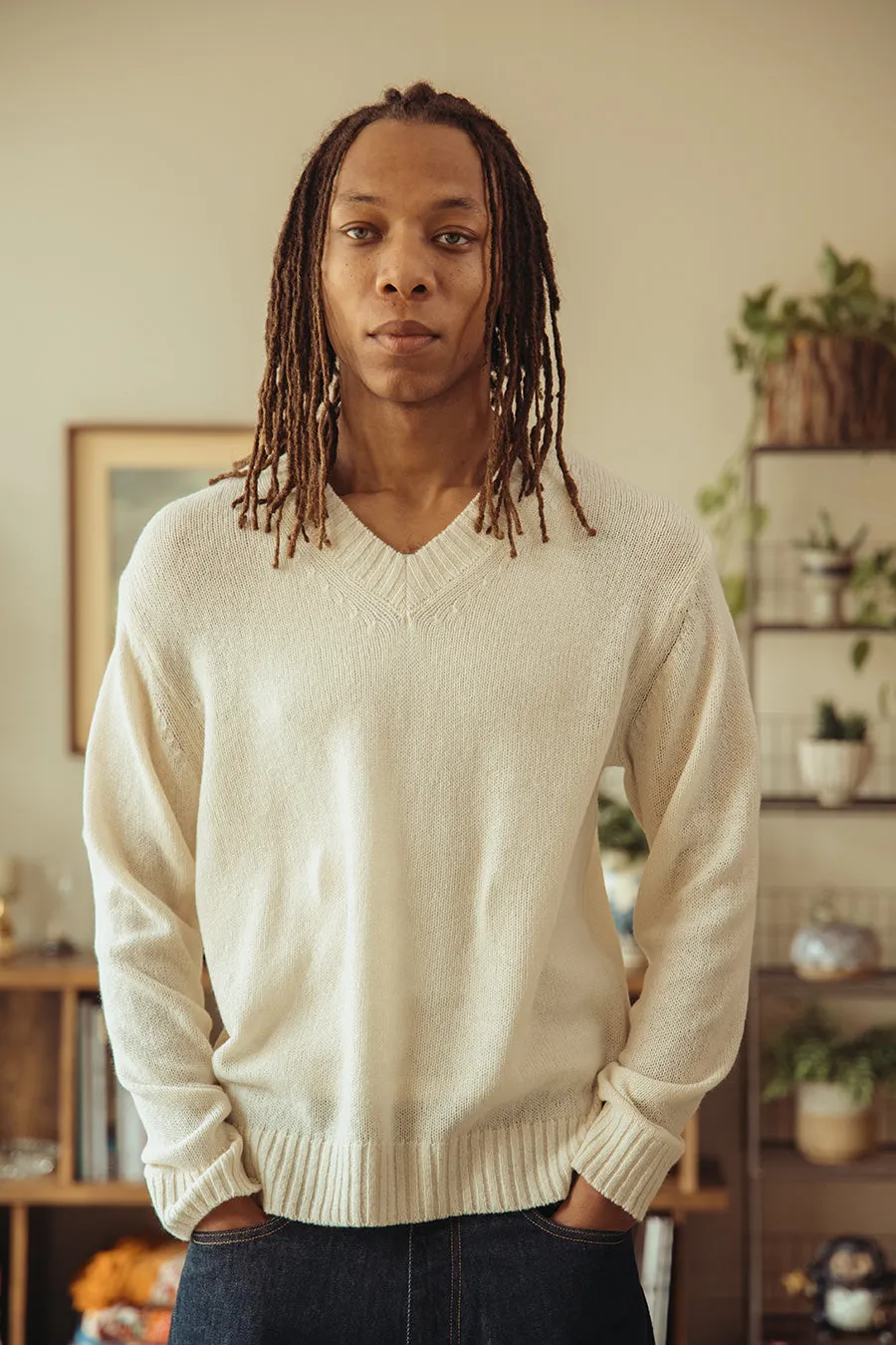 Summer Cashmere Knit V-Neck P/O - Ivory White sold by Canoe Club product image thumbnail 2