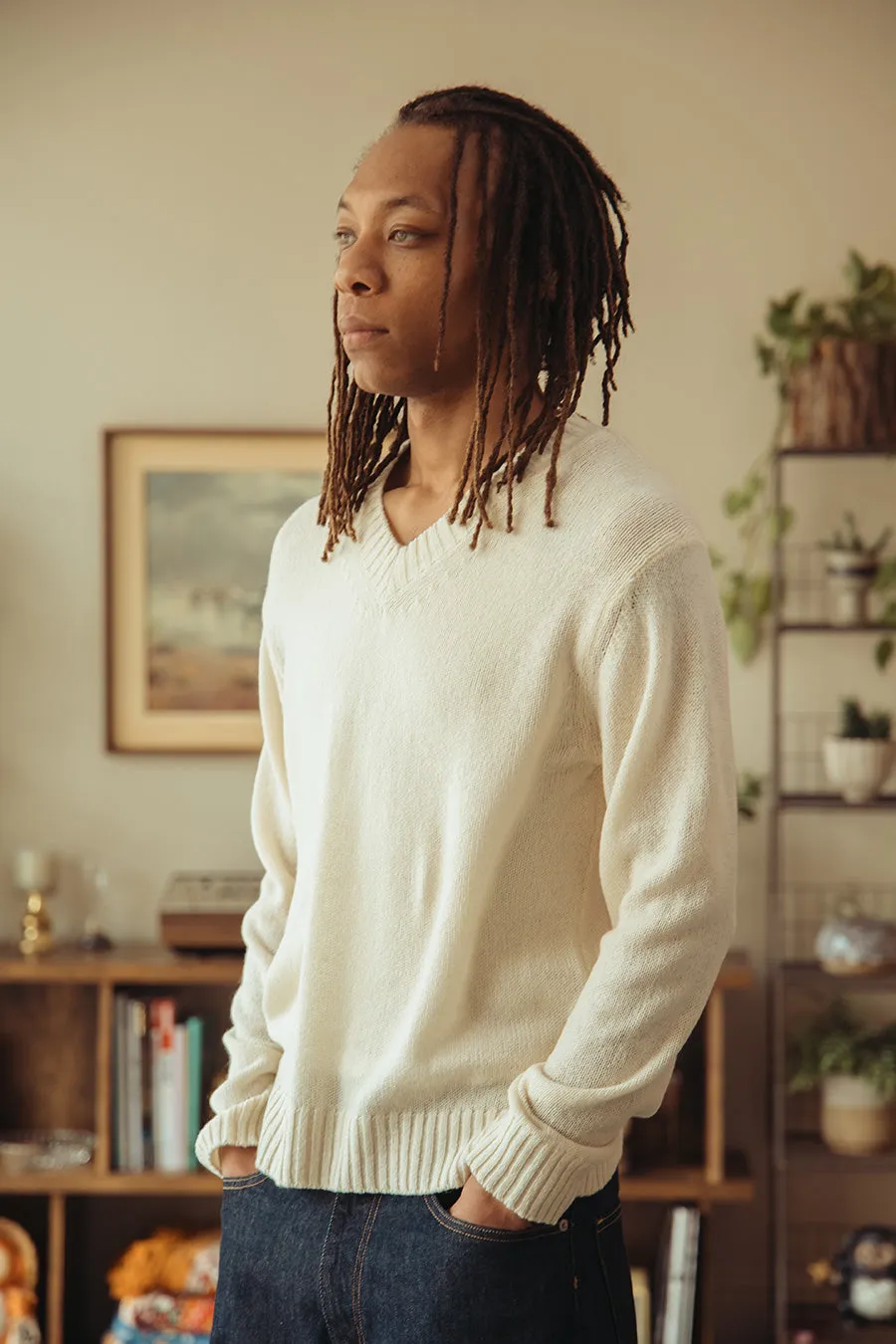 Summer Cashmere Knit V-Neck P/O - Ivory White sold by Canoe Club product image thumbnail 3