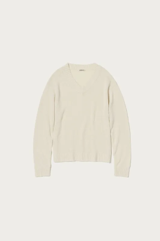 Summer Cashmere Knit V-Neck P/O - Ivory White made by Auralee