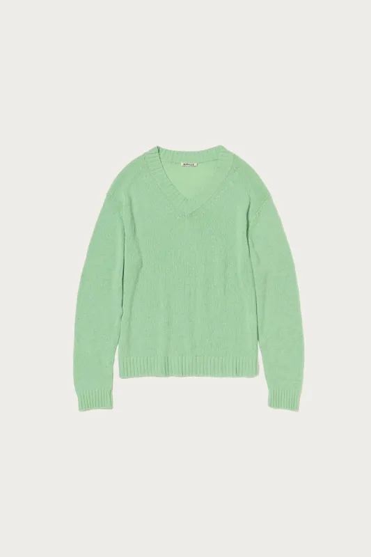 Summer Cashmere Knit V-Neck P/O - Light Green made by Auralee