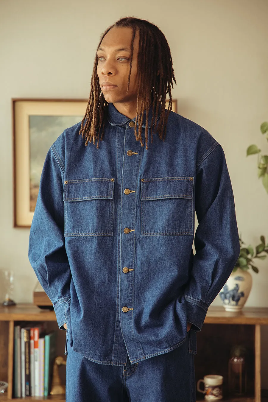 Selvedge Light oz. Denim Shirt - Medium Washed Indigo sold by Canoe Club product image thumbnail 2