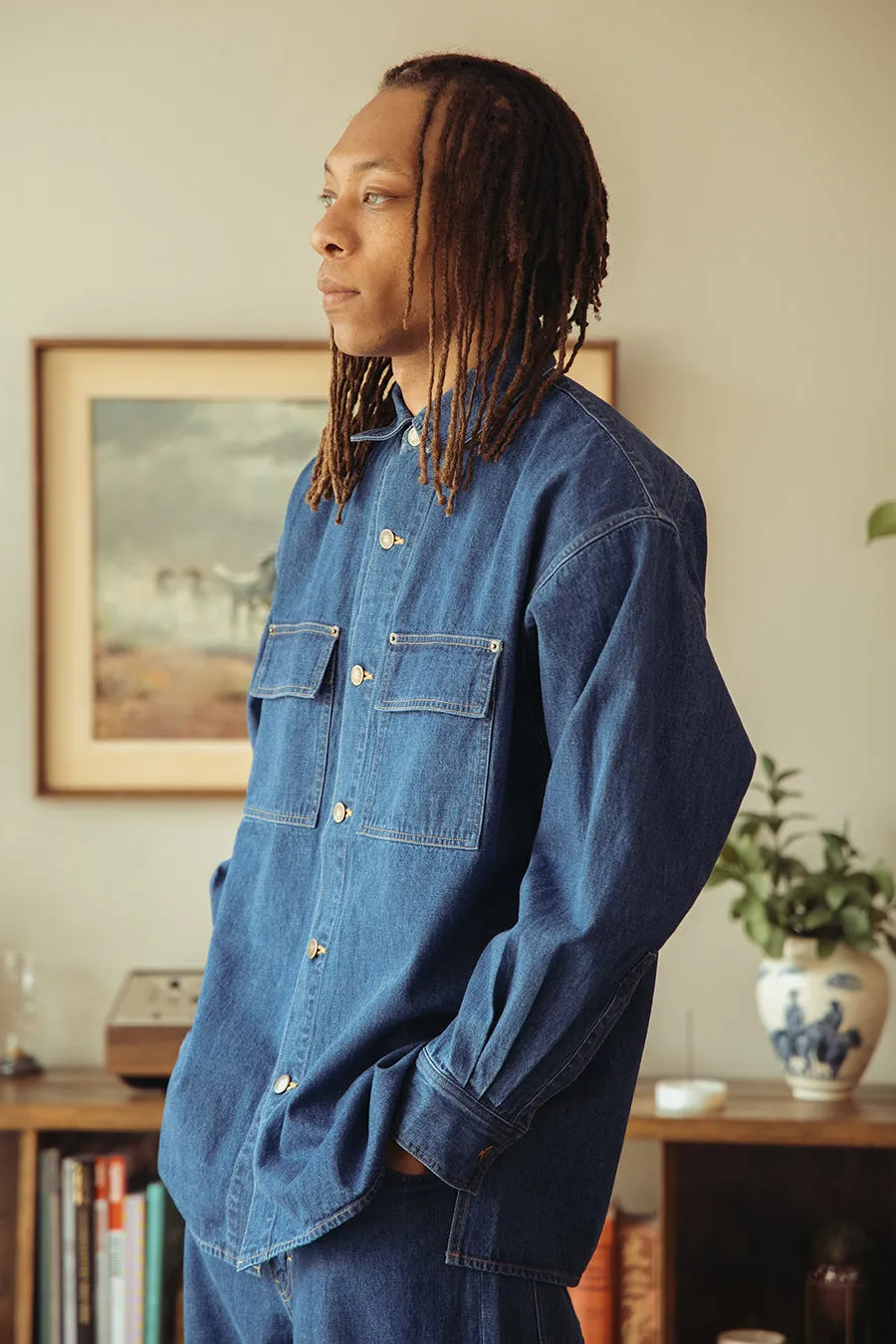 Selvedge Light oz. Denim Shirt - Medium Washed Indigo sold by Canoe Club product image thumbnail 3