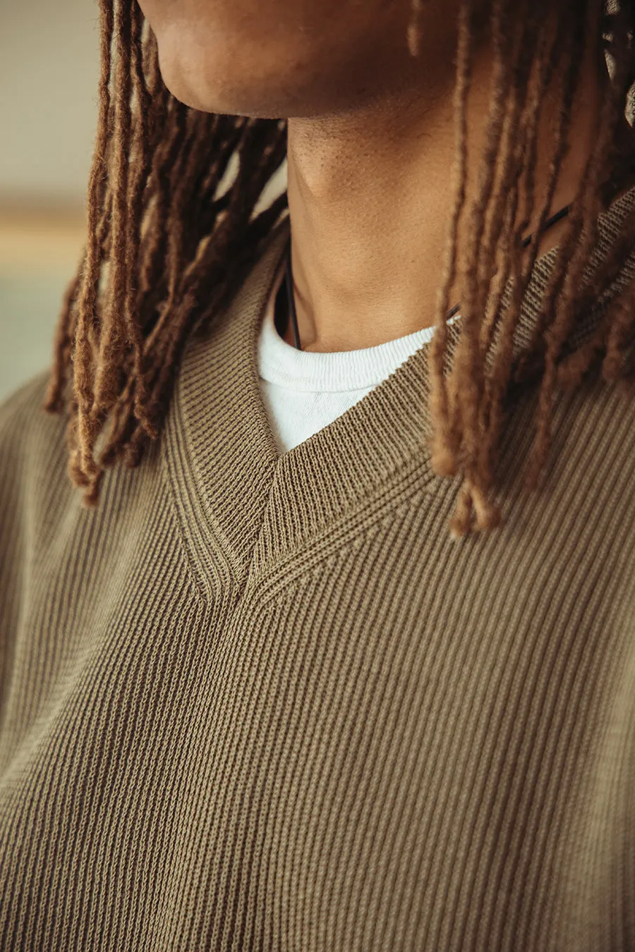 Flat Yarn Rib Knit Vest - Khaki sold by Canoe Club product image thumbnail 4