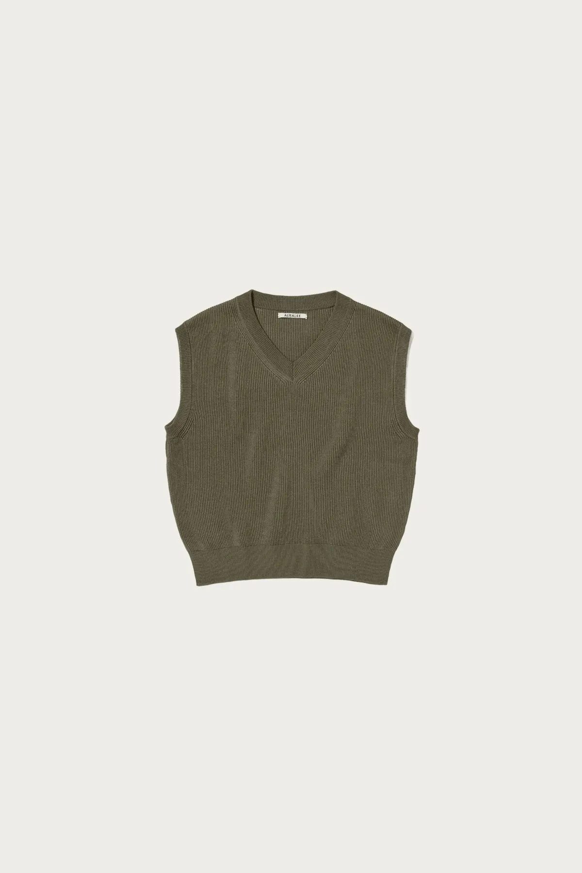 Flat Yarn Rib Knit Vest - Khaki sold by Canoe Club