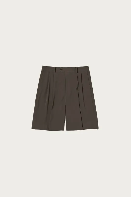 Light Wool Max Gabardine Shorts - Dark Brown made by Auralee