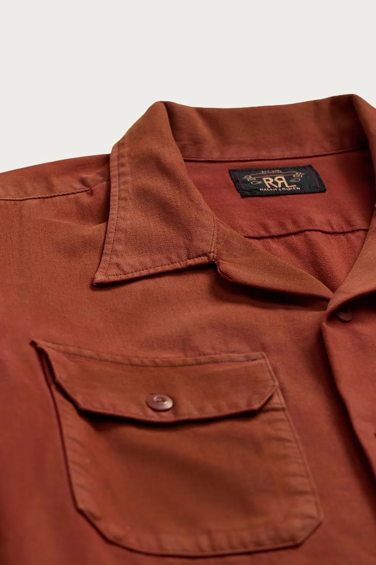 Long Sleeve Cotton Twill Holmes Camp Shirt - Brick sold by Canoe Club product image thumbnail 3