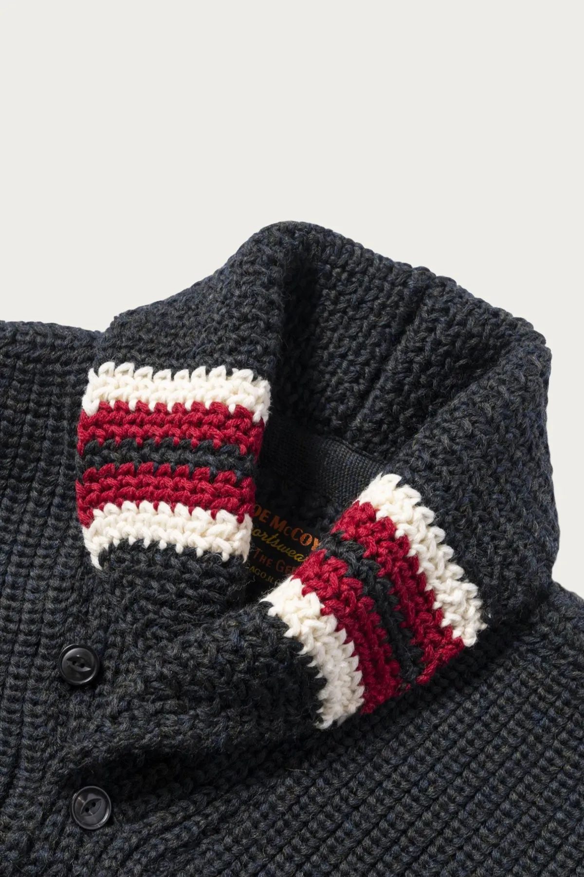 Striped Shawl Collar Cardigan - Charcoal sold by Canoe Club product image thumbnail 3