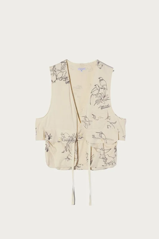 Fowl Vest - Natural Animal Print 6.5oz Flat Twill made by Engineered Garments