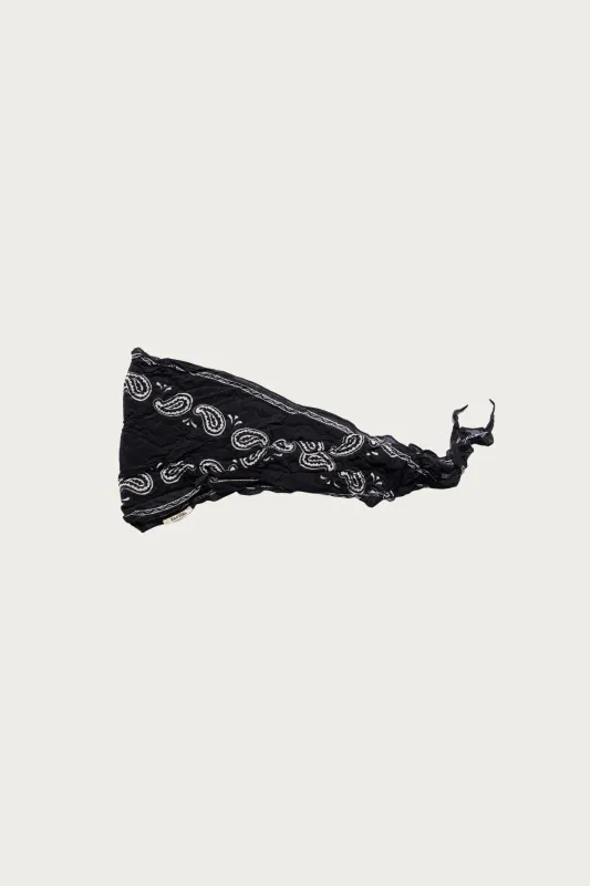 WASHER Crinkle Silk Neckerchief (PECOS Paisley) - Black made by Kapital