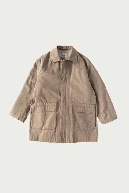 Cotton Twill Short Coat - Beige sold by Canoe Club