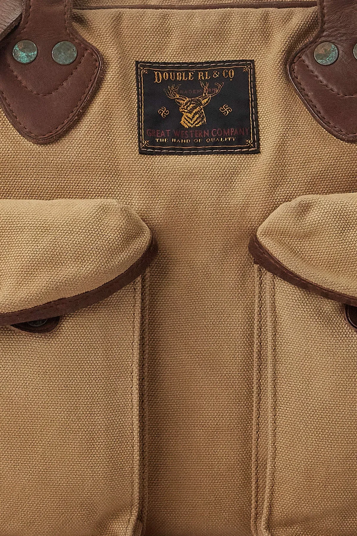 Leather-Trim Canvas Briefcase - Khaki/Brown sold by Canoe Club product image thumbnail 5