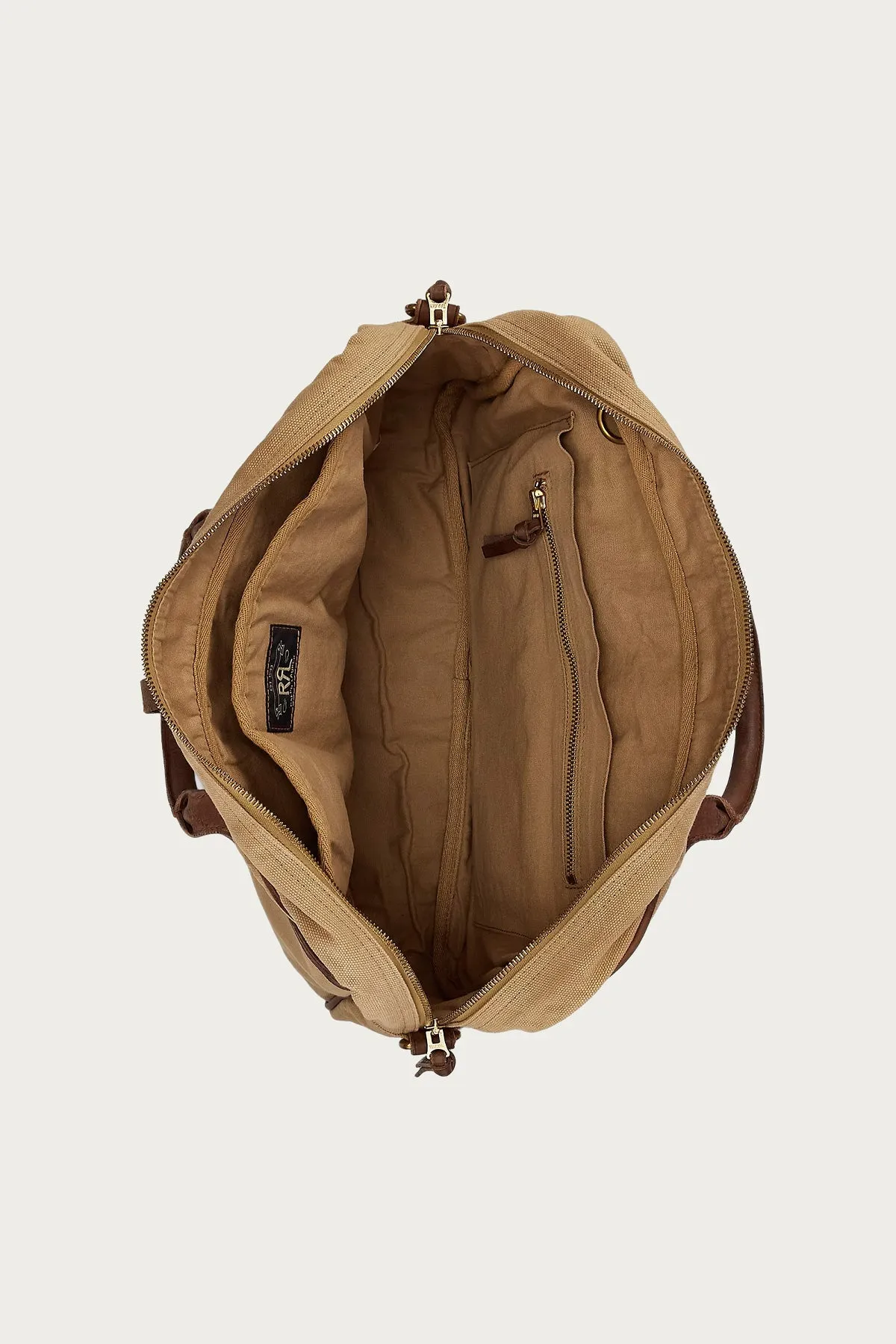 Leather-Trim Canvas Briefcase - Khaki/Brown sold by Canoe Club product image thumbnail 4