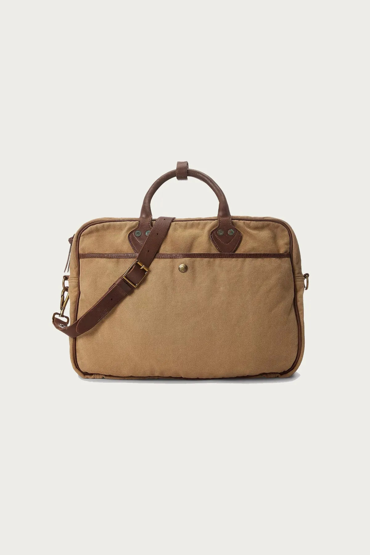 Leather-Trim Canvas Briefcase - Khaki/Brown sold by Canoe Club product image thumbnail 3
