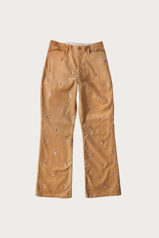 8W Corduroy Embroidered Duck FRISKO Pants - Beige made by Kapital