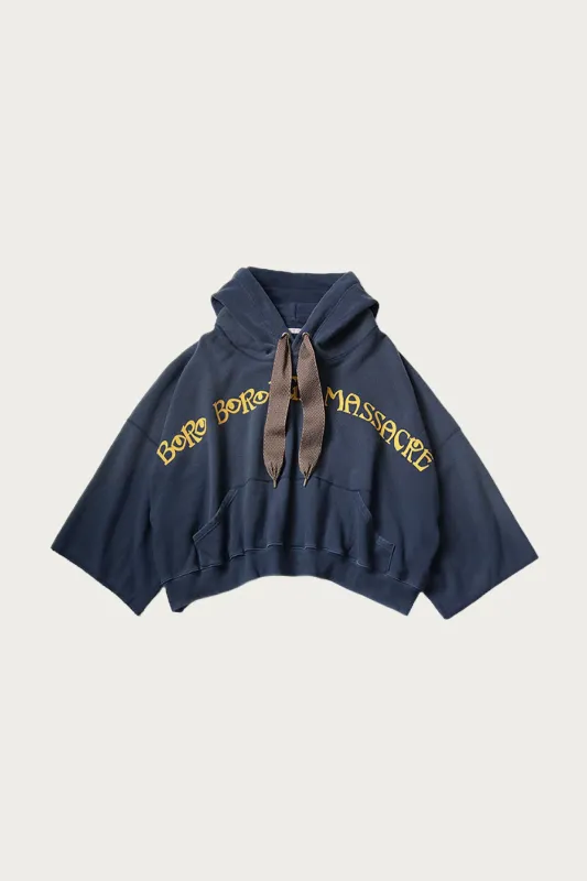 SWT Knit DEVIL Hoodie (BORO BOROUGH MASSACRE)S-font - Navy made by Kapital