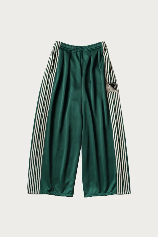 Smooth Jersey Stantman&woman Baggy Truck Pants (Banner Stripe) -  Green made by Kapital