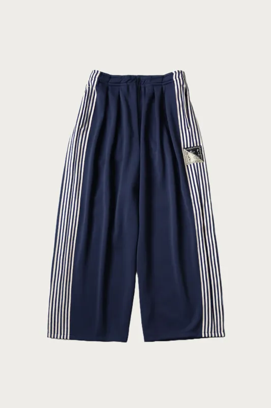 Smooth Jersey Stantman&woman Baggy Truck Pants (Banner Stripe) -  Navy made by Kapital