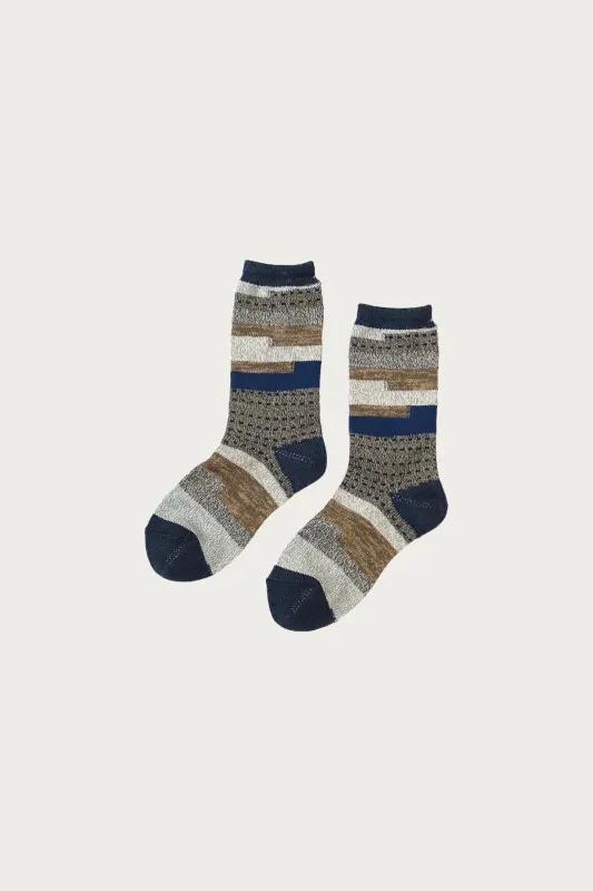 84 Yarns Patchwork KOMON KOGIN Socks - Navy made by Kapital