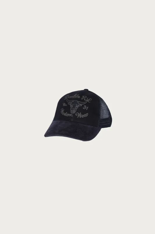 Embroidered Denim Trucker Cap - Black made by RRL