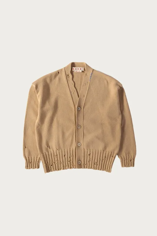 Disheveled Cotton Cardigan - Light Camel made by Marni