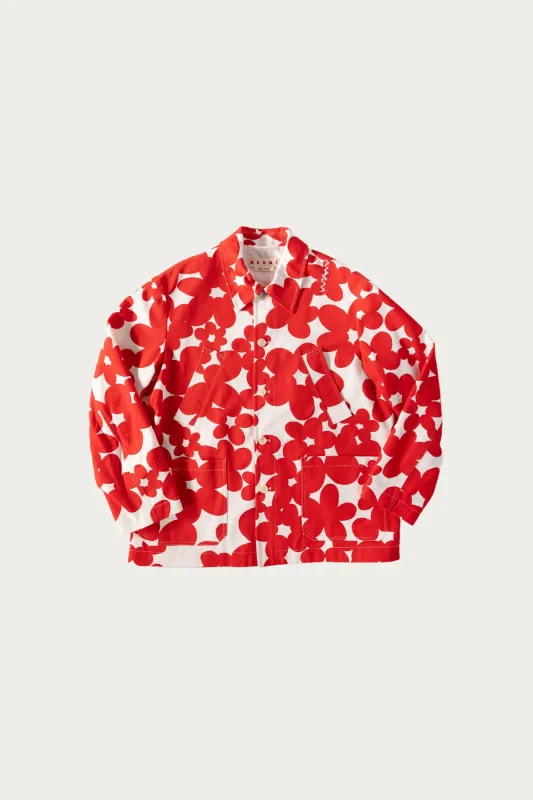 Dillies Flower Motif Jacket - Red/White made by Marni