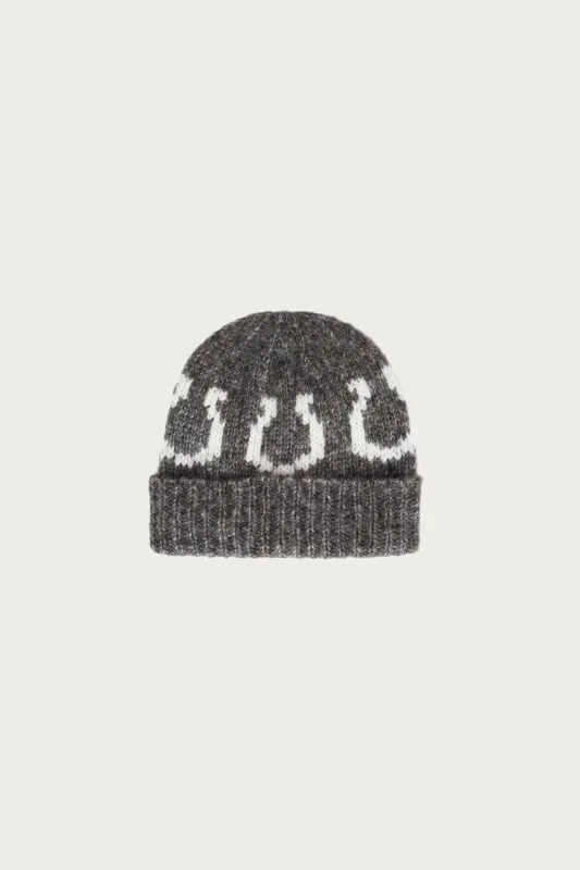 Alpaca Horseshoe Beanie - Charcoal made by Wythe NY