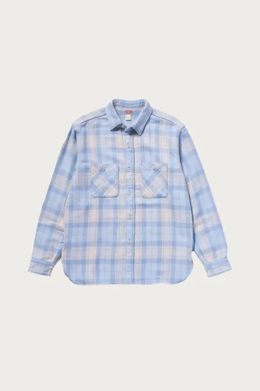 8HU Block Check Summer Flannel Shirt - White/Blue made by The Real McCoy's