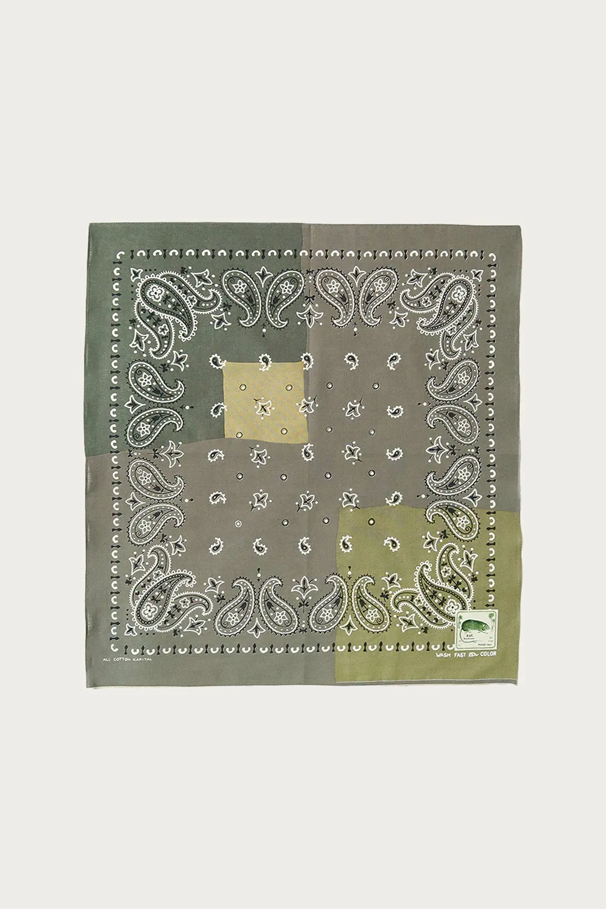 Fastcolor Selvedge Bandanna (PaisleyPatchwork) - Khaki/Brown sold by Canoe Club