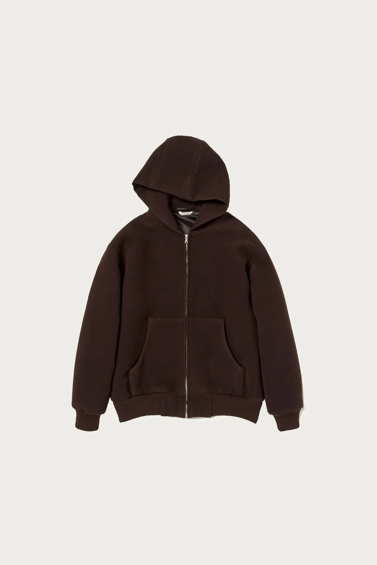 Double Cloth Heavy Wool Pile Zip Hoodie - Dark Brown sold by Canoe Club