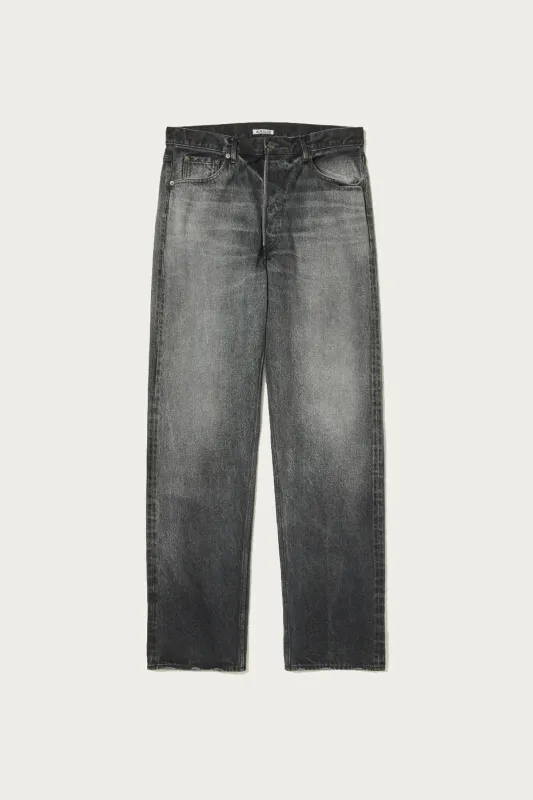 Selvedge Faded Heavy Denim Wide Pants - Faded Black made by Canoe Club