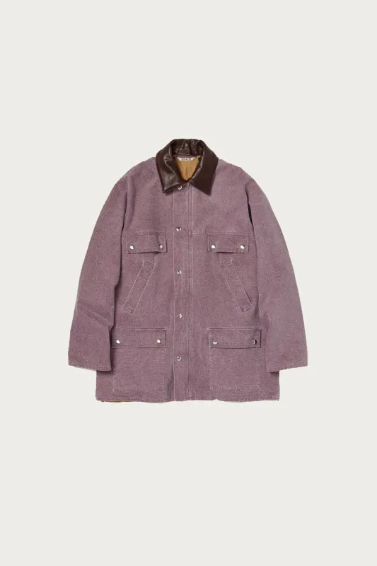 Washed Organic Canvas Hunting Blouson - Purple made by Auralee