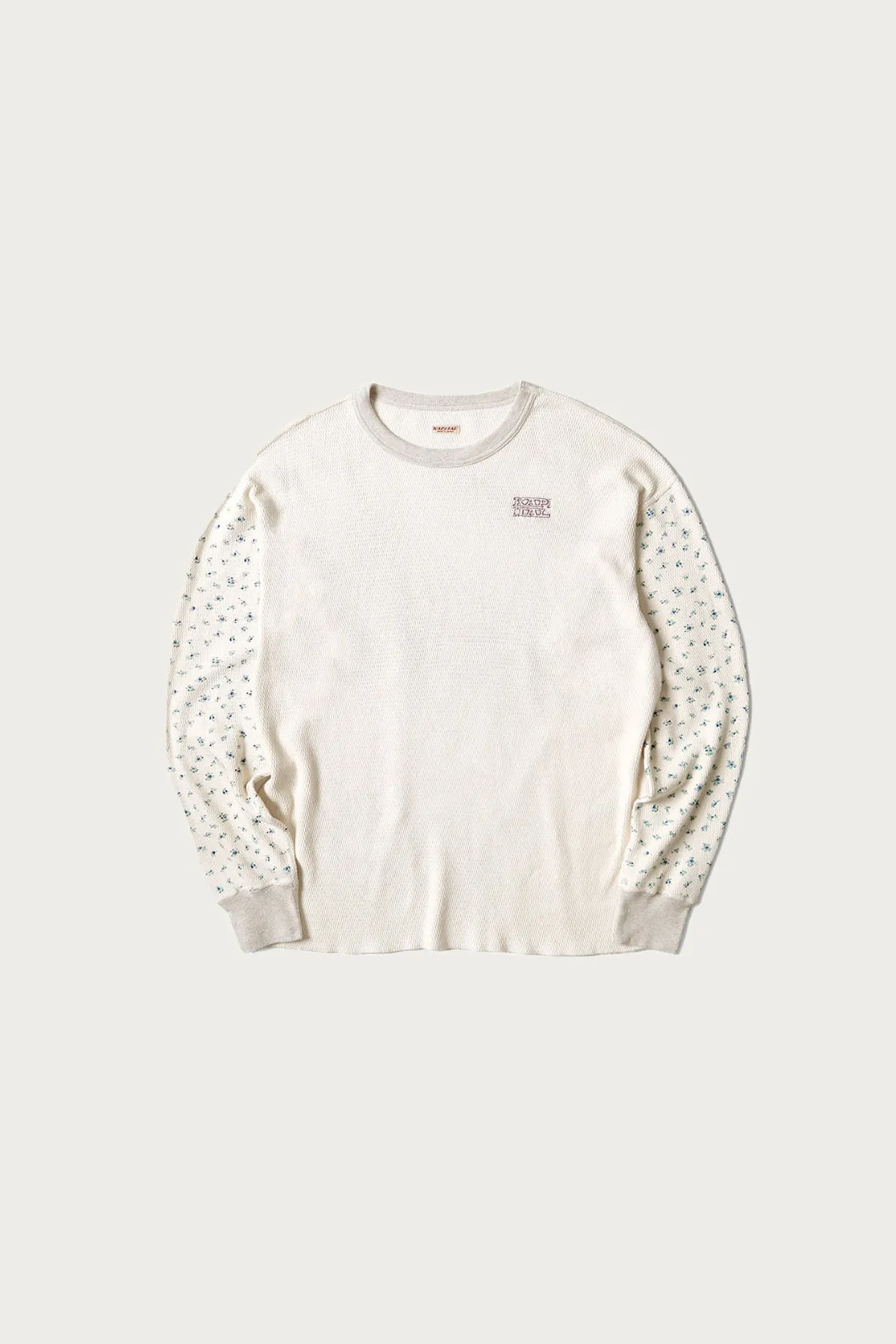 Waffle Jersey Calico Print 2TONES Long Sleeve T (KAPITAL Embroidery) - Blue sold by Canoe Club