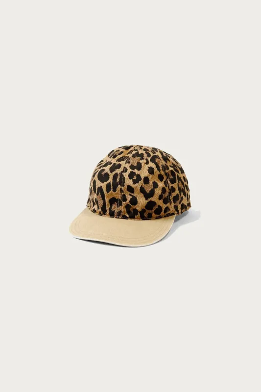 Cotton Herringbone Leopard Baseball Cap - Brown made by Kapital