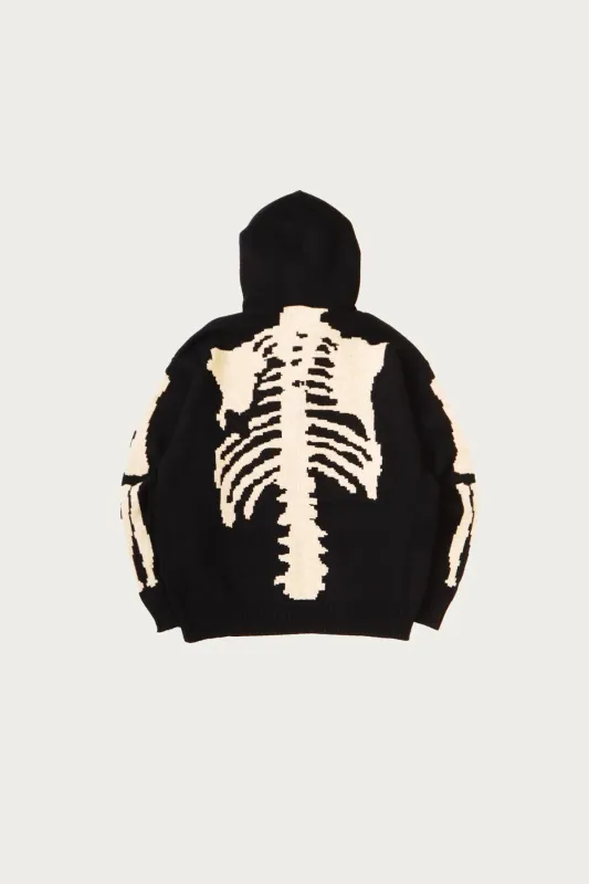 5G Wool BONE Hood Sweater - Black made by Kapital