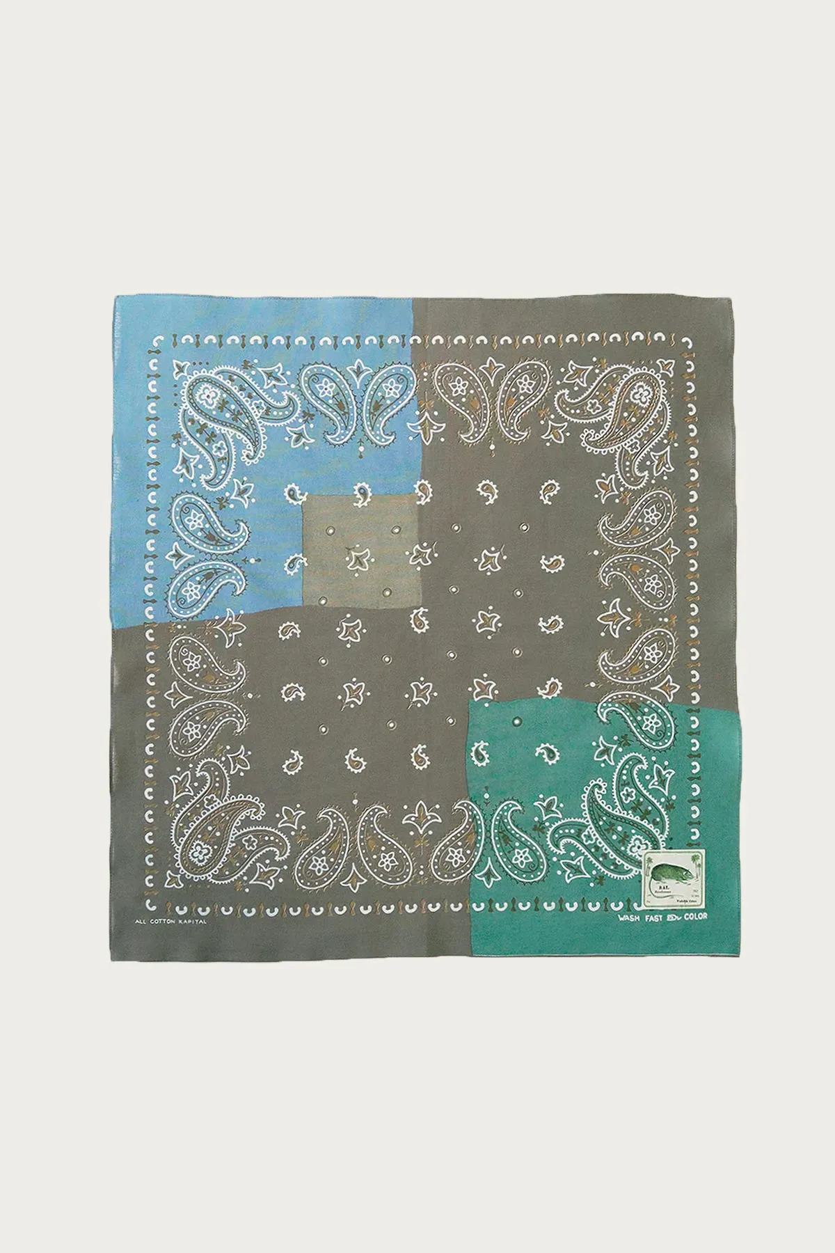 Fastcolor Selvedge Bandanna (PaisleyPatchwork) - Khaki/Green sold by Canoe Club