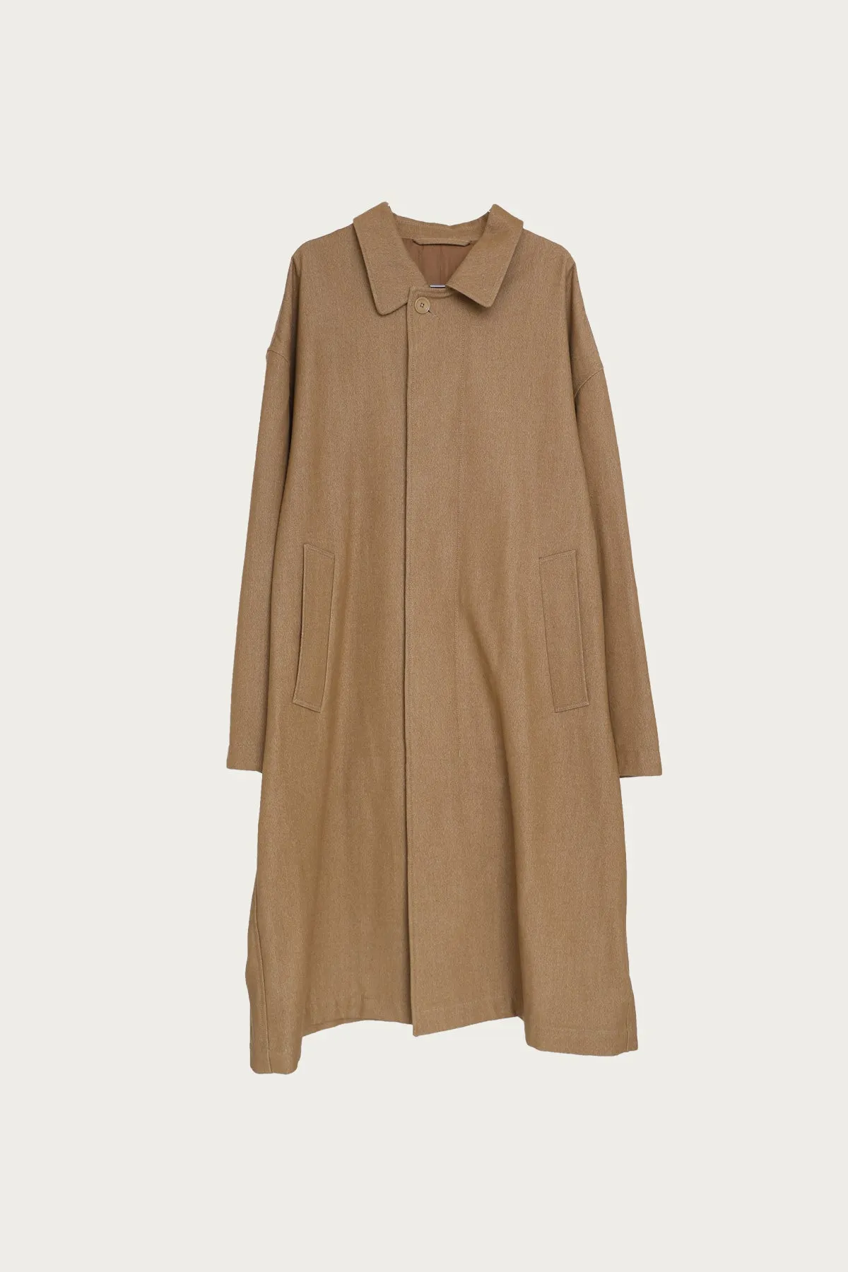 Boxy Overcoat - Taupe/Beige Melange sold by Canoe Club