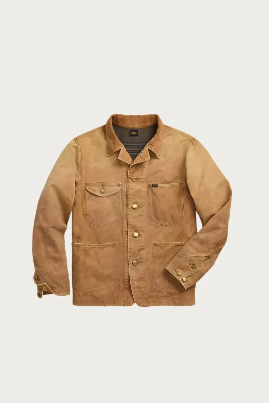 Corduroy-Collar Canvas Jacket - Vintage Khaki sold by Canoe Club
