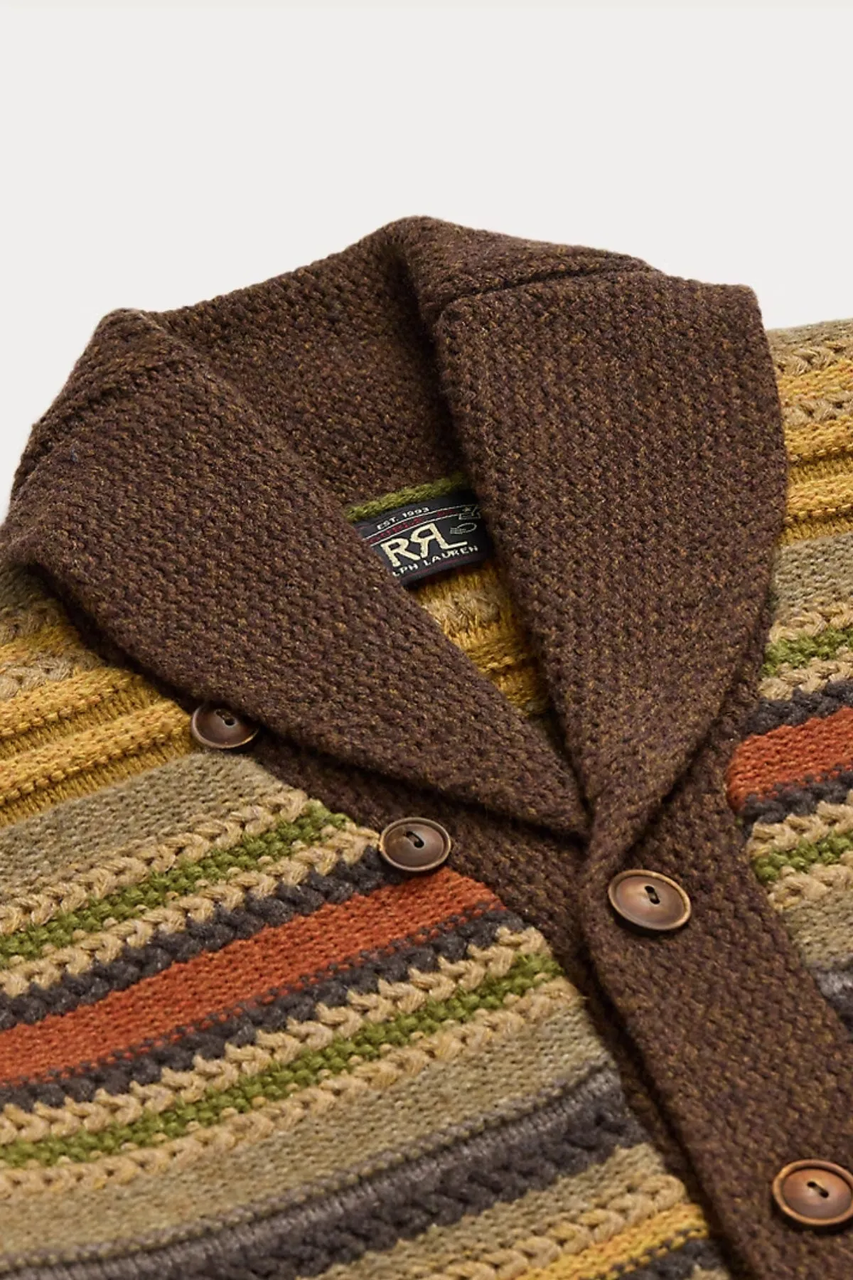Striped Wool Shawl-Collar Cardigan - Brown Multi sold by Canoe Club product image thumbnail 3