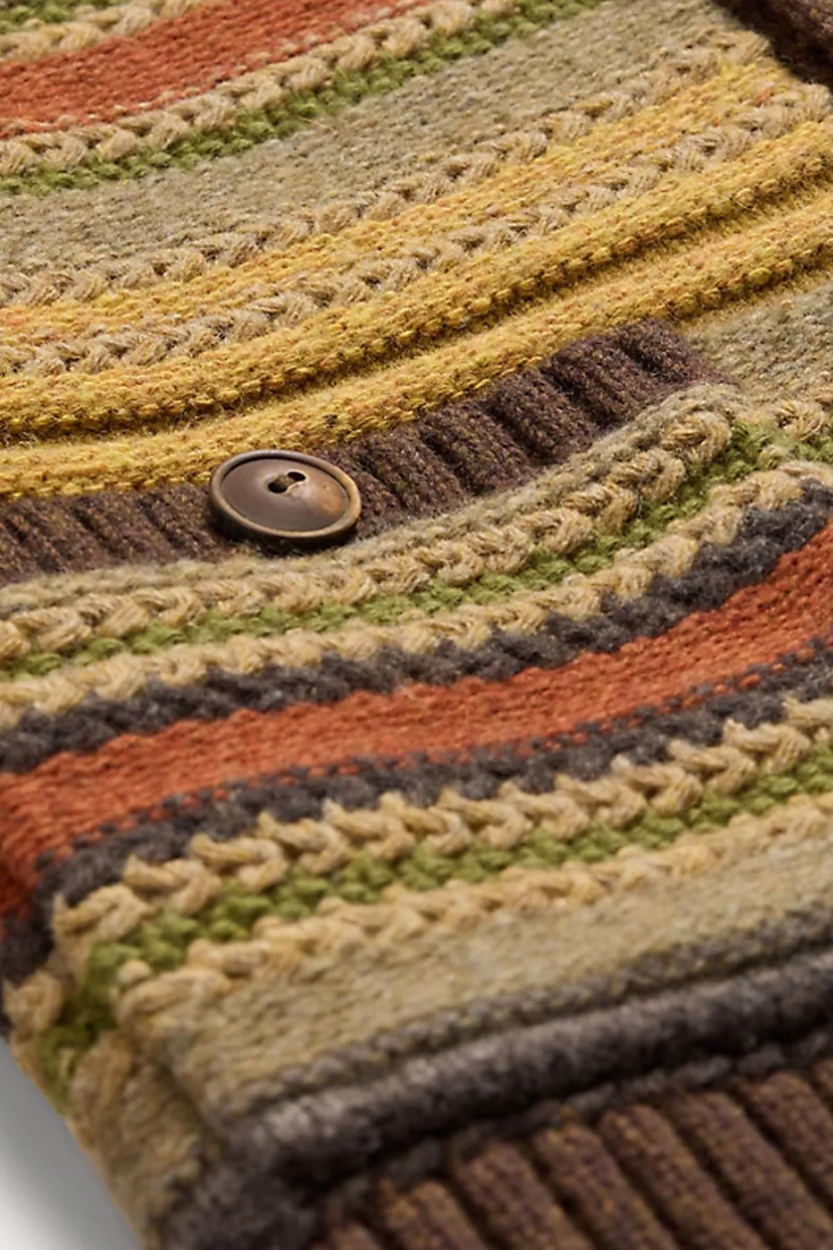 Striped Wool Shawl-Collar Cardigan - Brown Multi sold by Canoe Club product image thumbnail 4