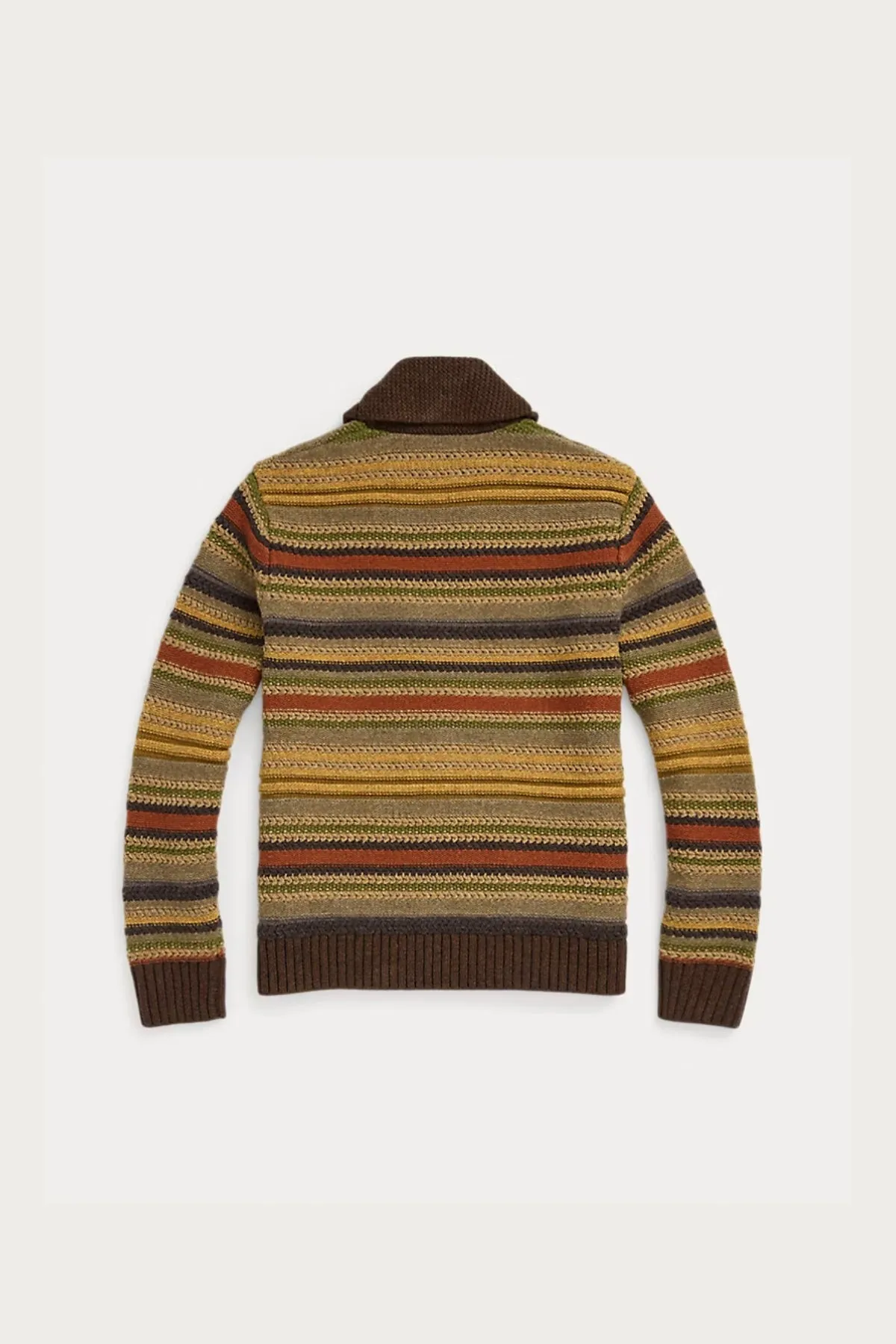 Striped Wool Shawl-Collar Cardigan - Brown Multi sold by Canoe Club product image thumbnail 2