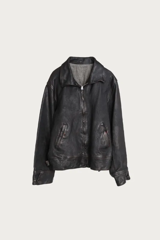 Lot.802 Cossack Leather Jacket - Damaged Black made by Taiga Takahashi Mens