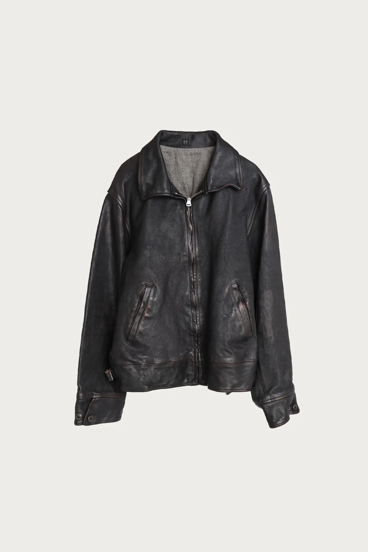 Lot.802 Cossack Leather Jacket - Damaged Black sold by Canoe Club