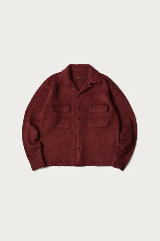 7G Shaggy Knit Board Shirt - Wine made by Kapital