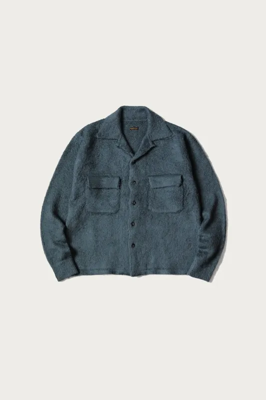 7G Shaggy Knit Board Shirt - Blue Grey made by Kapital