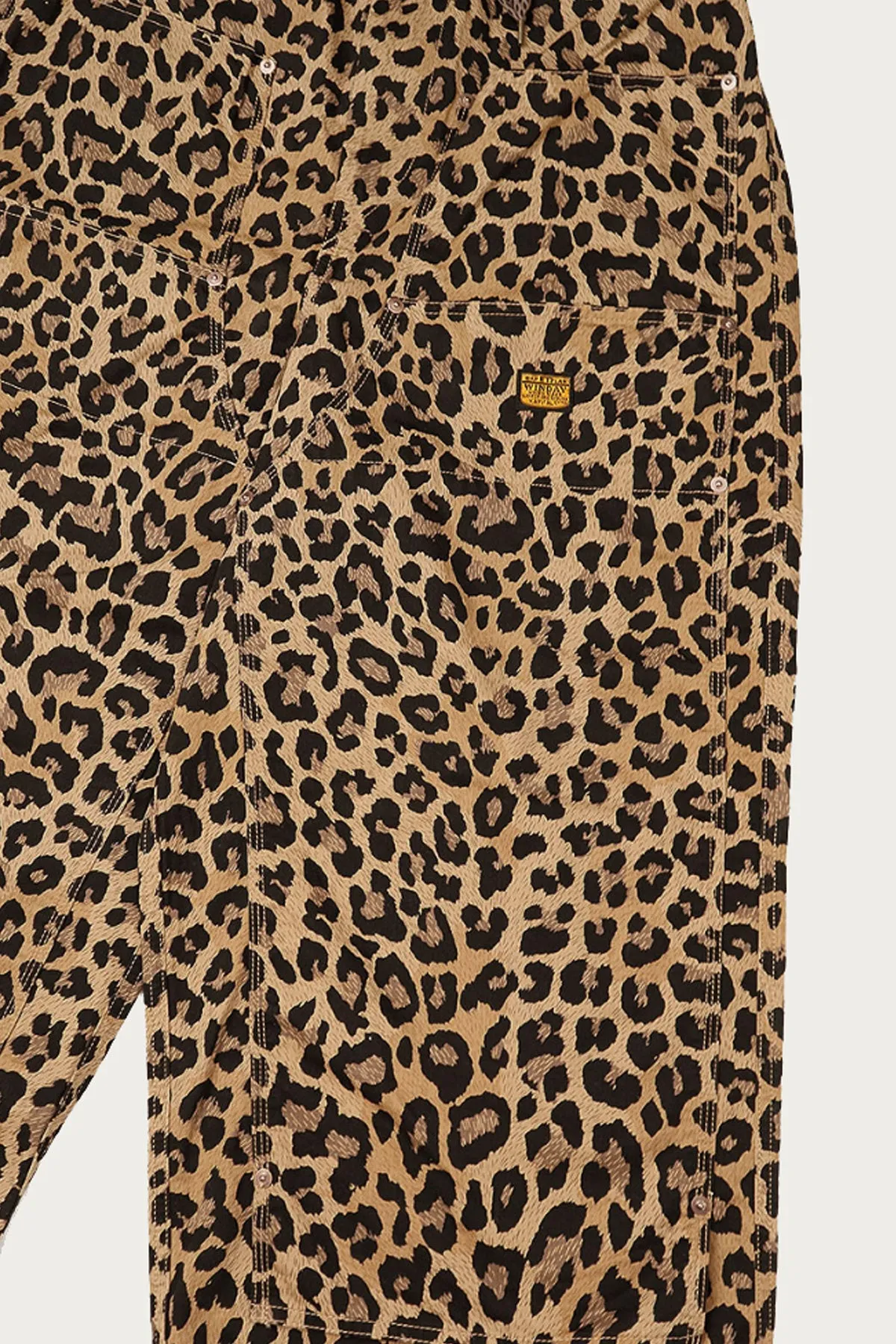 Cotton Herringbone Leopard W-Knee Easy Baggy Pants - Brown sold by Canoe Club product image thumbnail 3