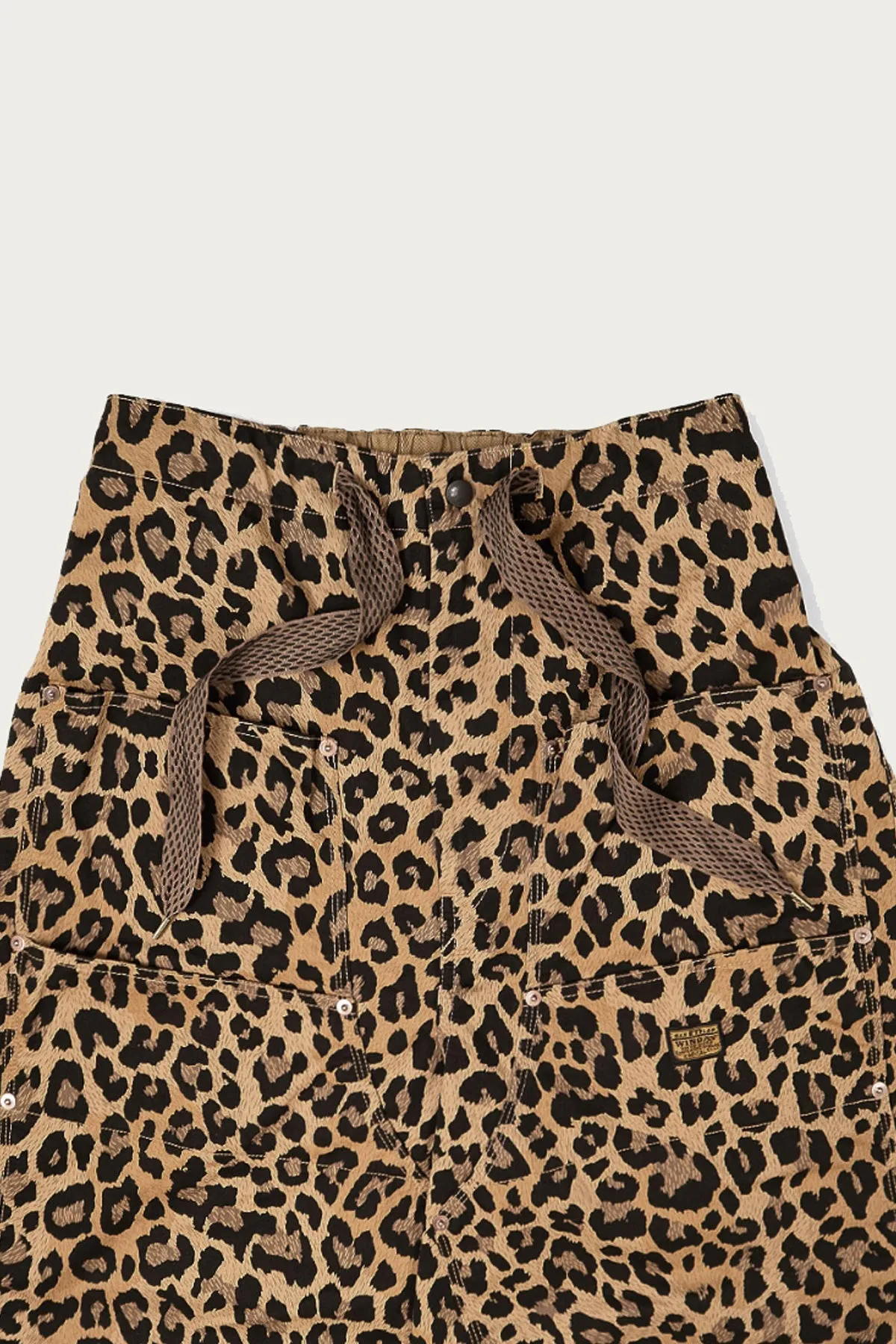 Cotton Herringbone Leopard W-Knee Easy Baggy Pants - Brown sold by Canoe Club product image thumbnail 2